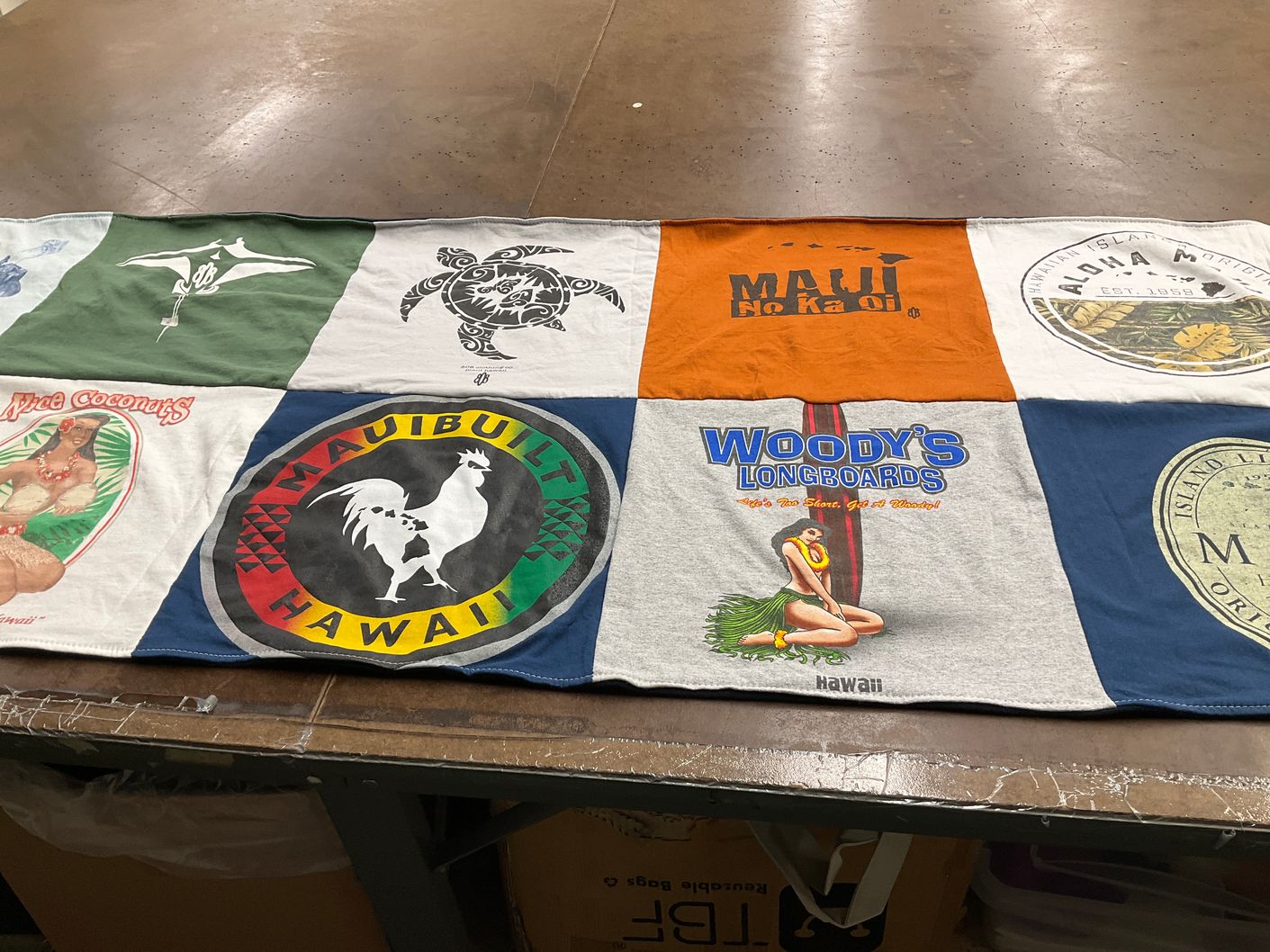 T-shirt quilt with surfing, beaches themes by ana from WA