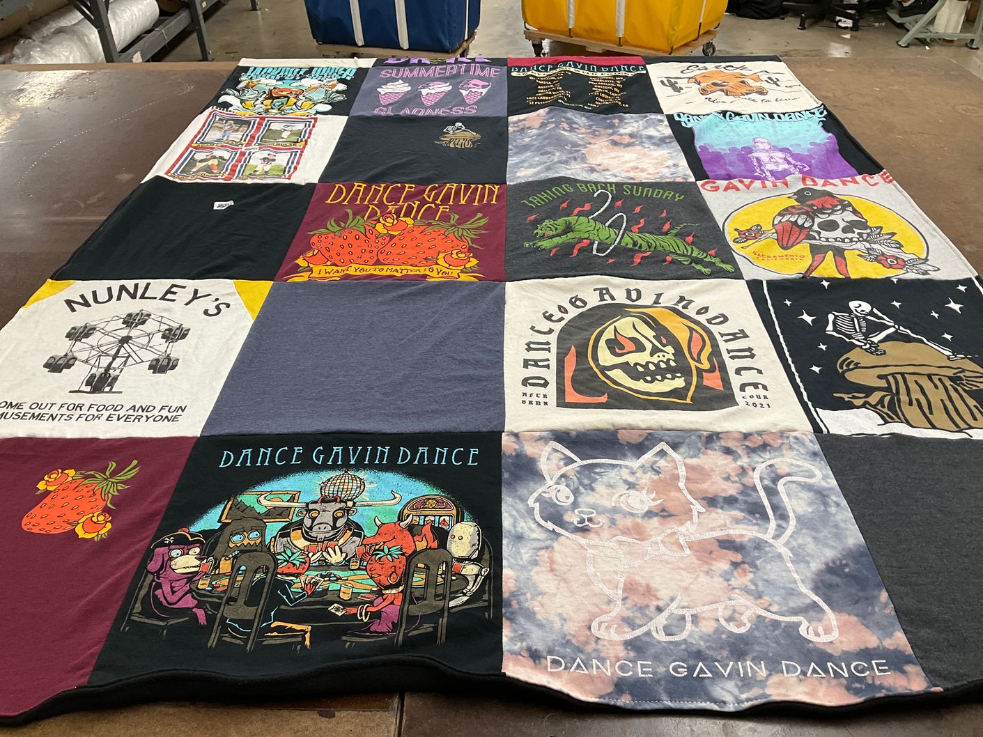 T-shirt quilt with music, concerts themes by Stephanie from NJ
