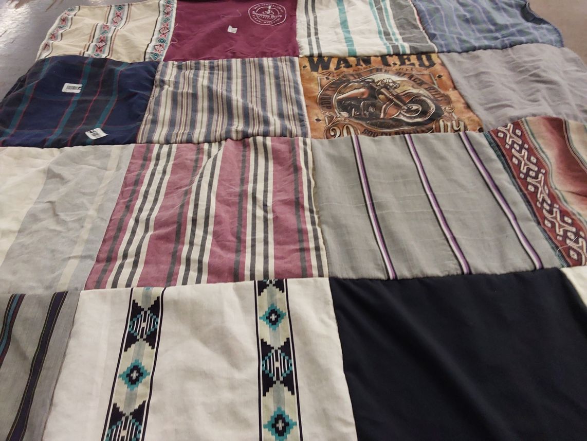 T-shirt quilt with motorcycles themes by Lisa from CA