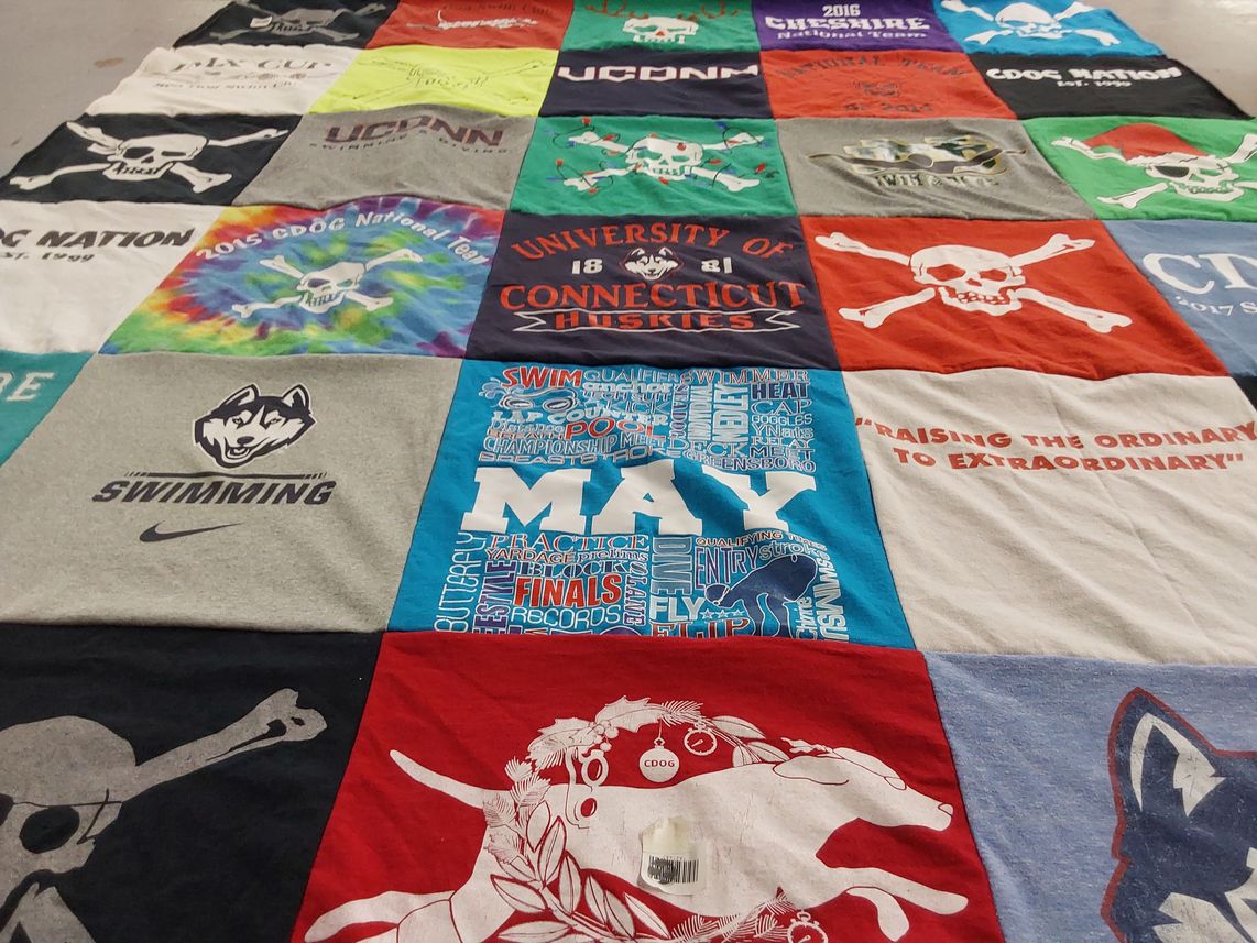 T-shirt quilt featuring connecticut huskies by Colleen from CT