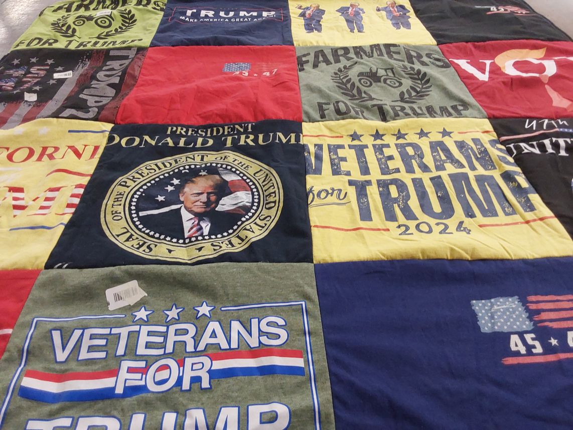 T-shirt quilt with politics themes by Roger from CA