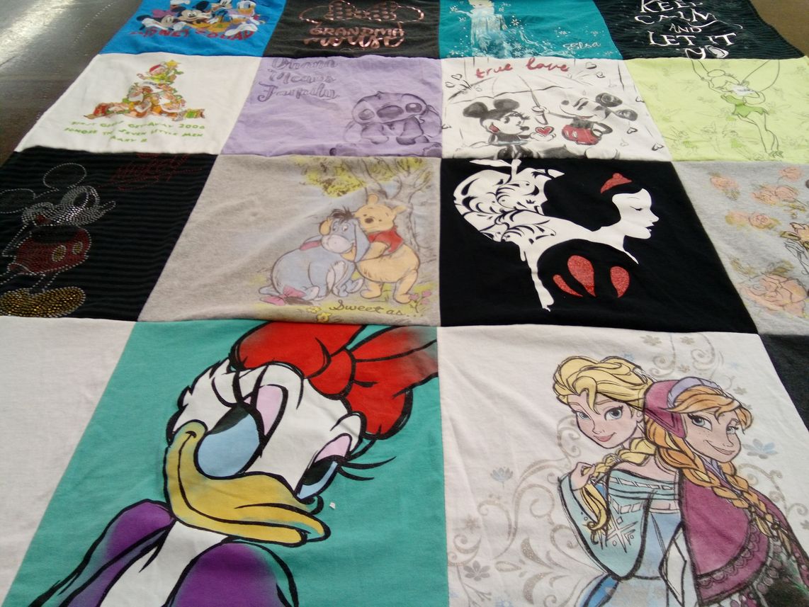 T-shirt quilt with disney characters, animation themes by Mary from VA