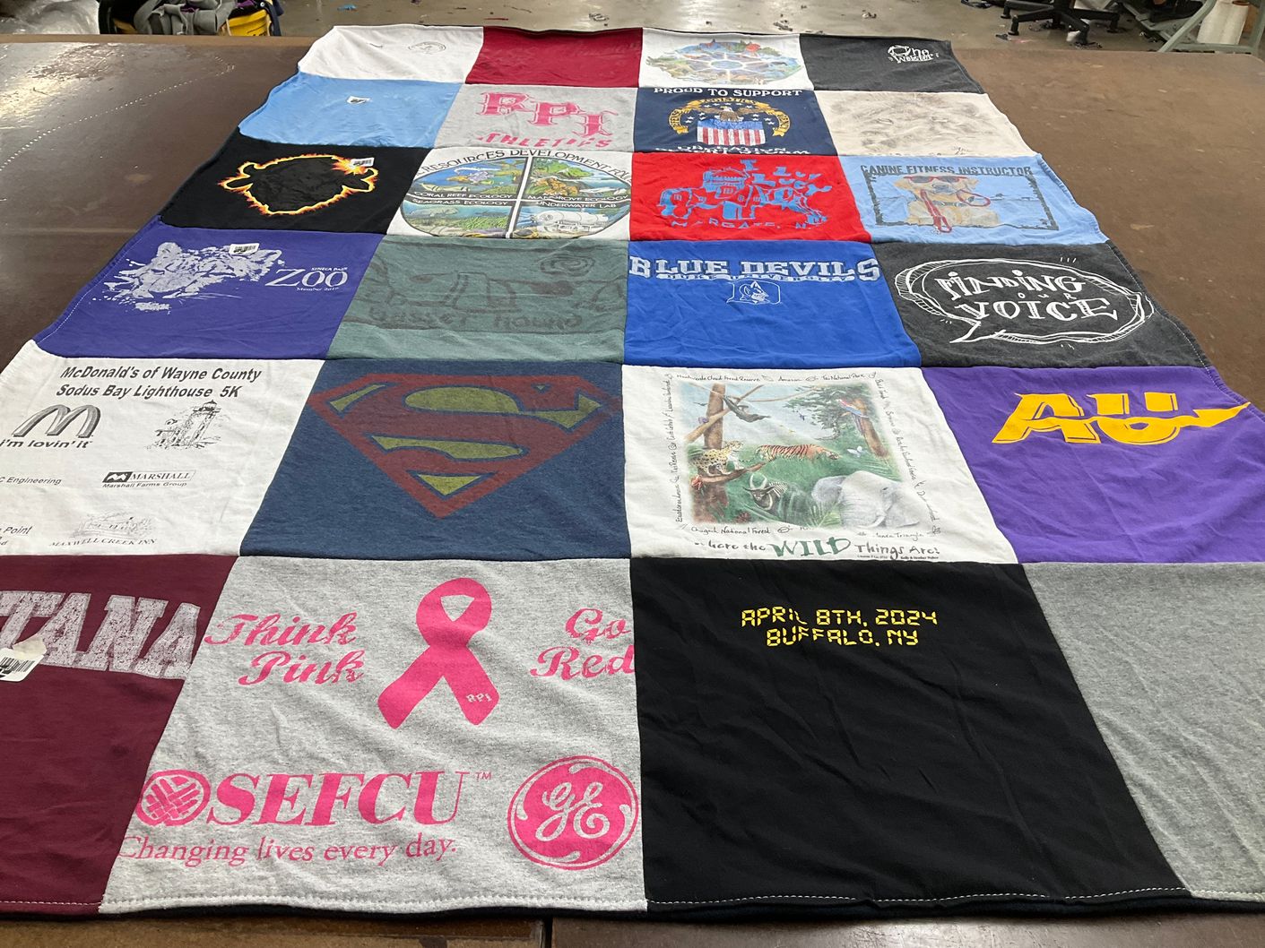 T-shirt quilt featuring blue devils by Lucia from NY
