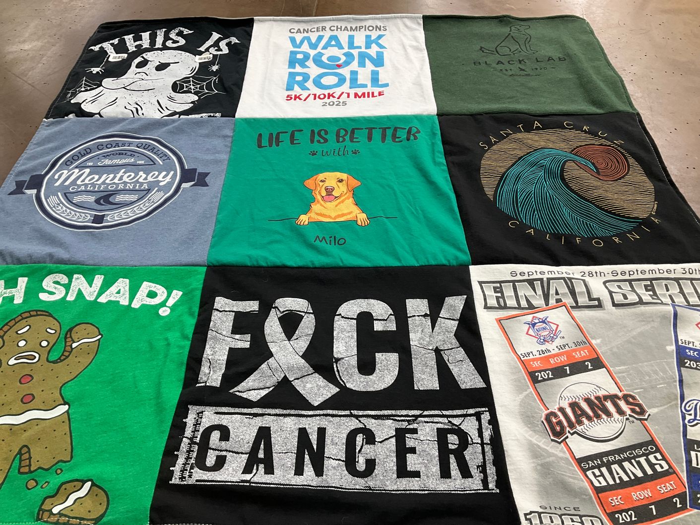 T-shirt quilt featuring san francisco giants by Art from CA