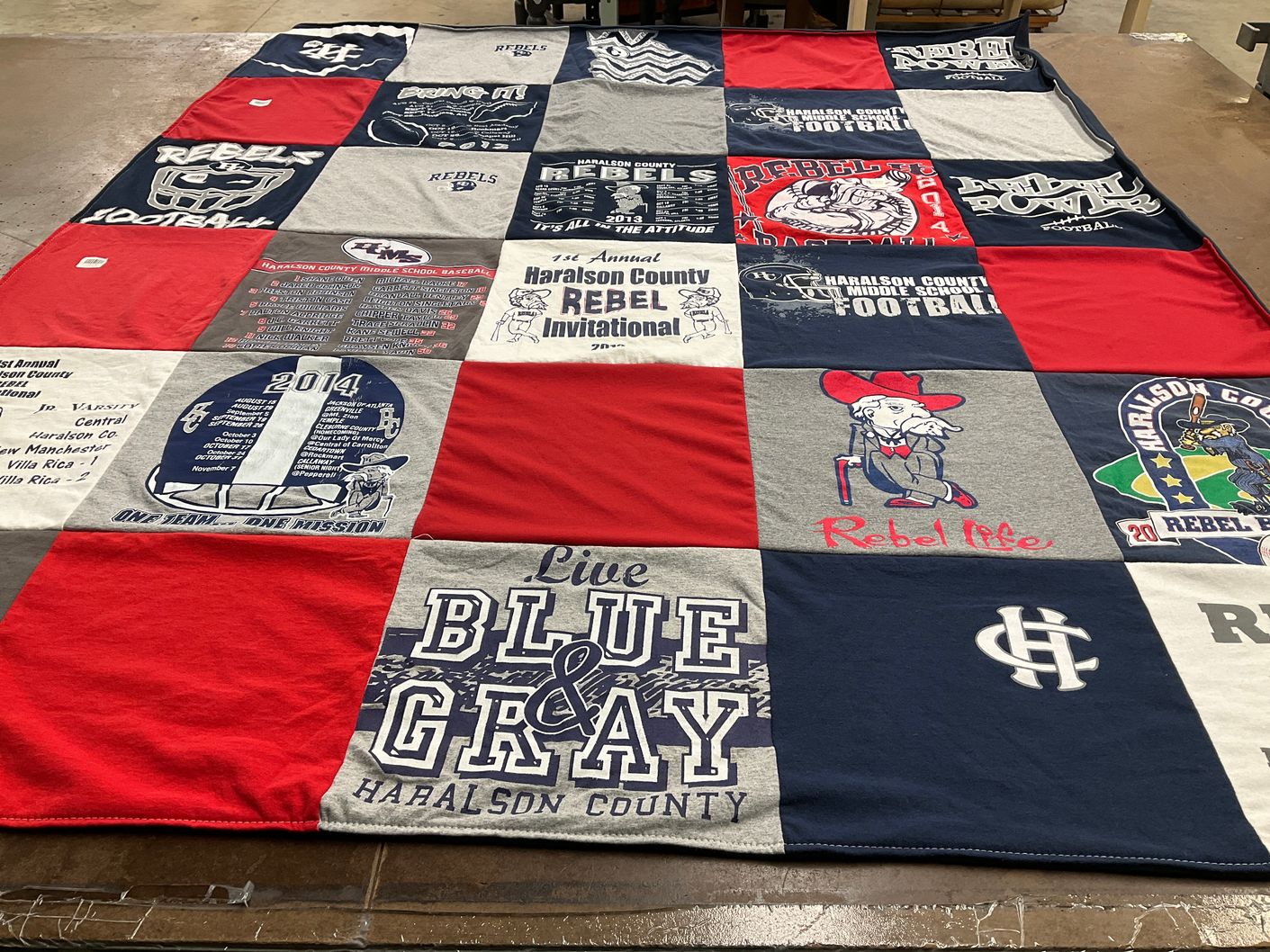 T-shirt quilt featuring haralson county rebels by Danielle from GA