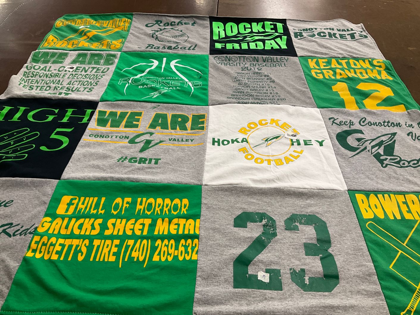 T-shirt quilt featuring conotton valley rockets by Deborah from OH