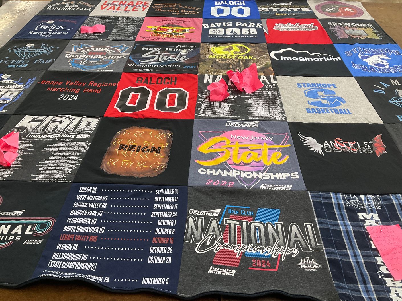 T-shirt quilt featuring lenape valley regional high school marching band, stanhope high school basketball by Suzanne from NJ