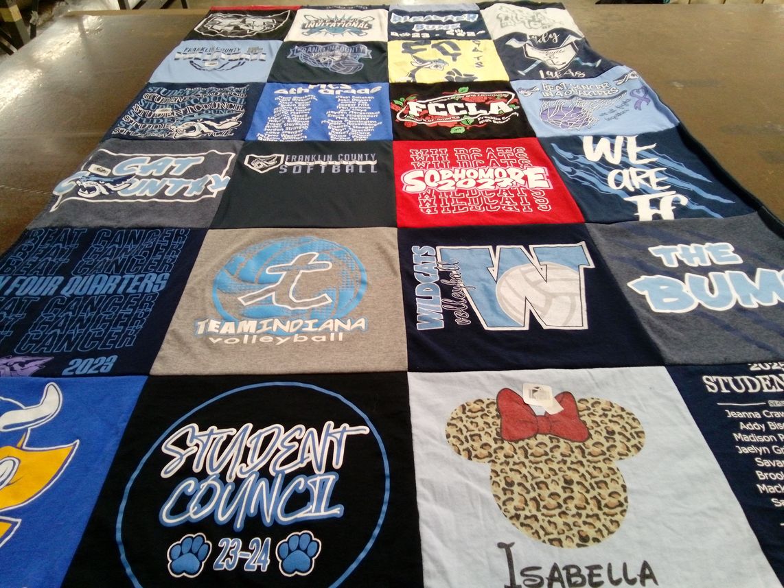 T-shirt quilt featuring team indiana volleyball, franklin county wildcats volleyball by Tiffany from IN