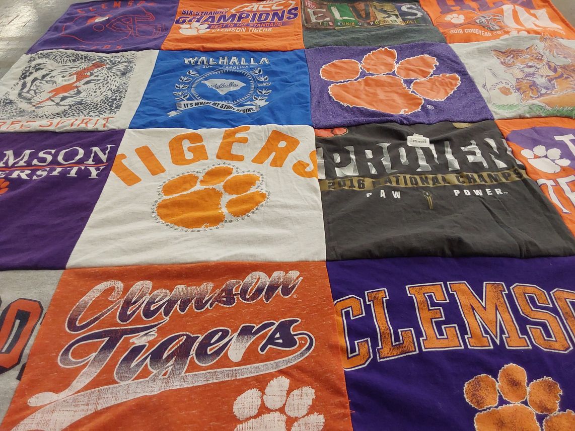 T-shirt quilt featuring clemson tigers by Julie from AL
