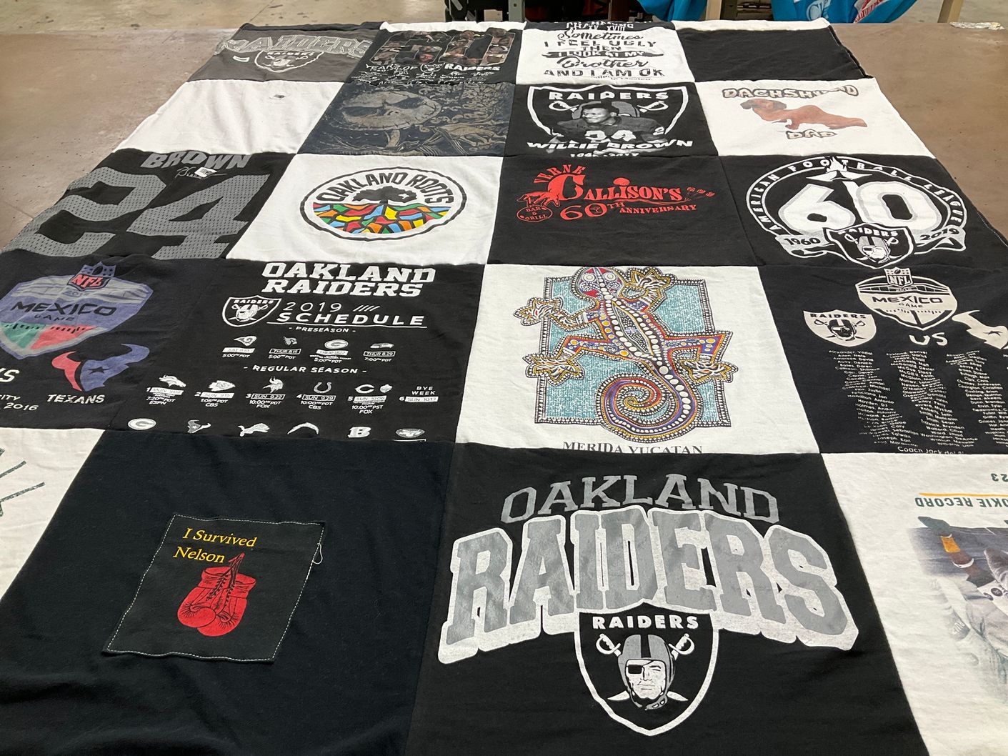 T-shirt quilt featuring oakland raiders by Kathryn from CA