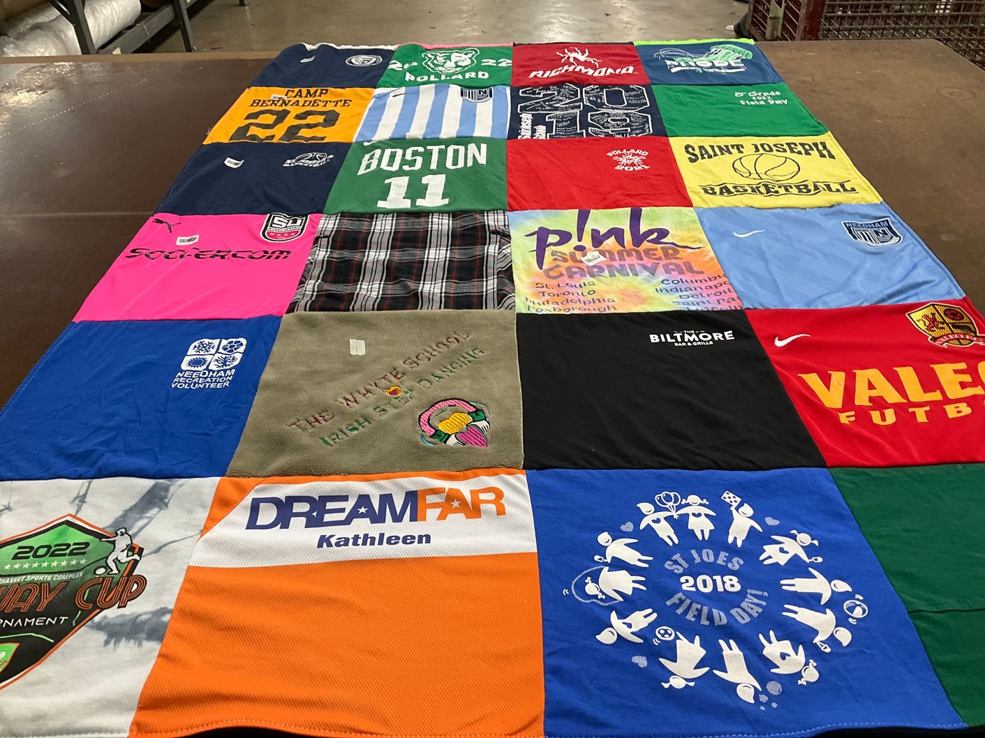 T-shirt quilt featuring saint joseph basketball by Lori from MA