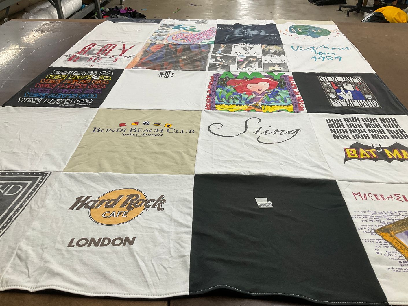 T-shirt quilt with music, travel themes by Jerry from KS