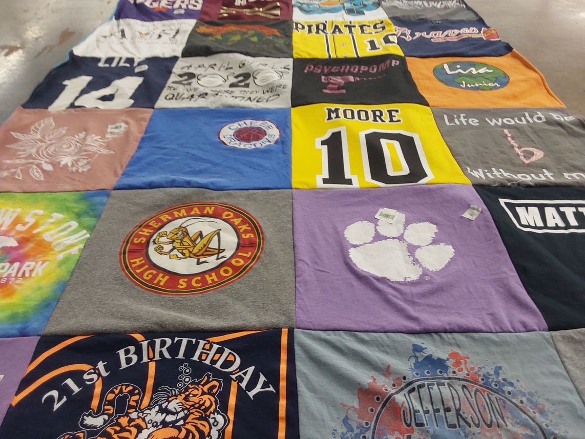 T-shirt quilt from sherman oaks high school by Natalie from GA