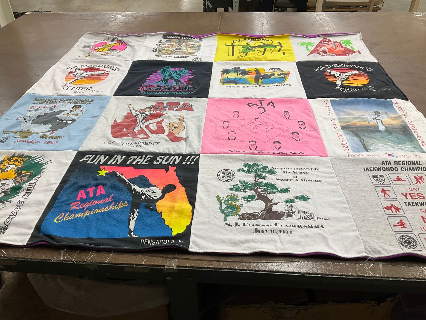 T-shirt quilt with taekwondo, martial arts themes by Pamela from GA