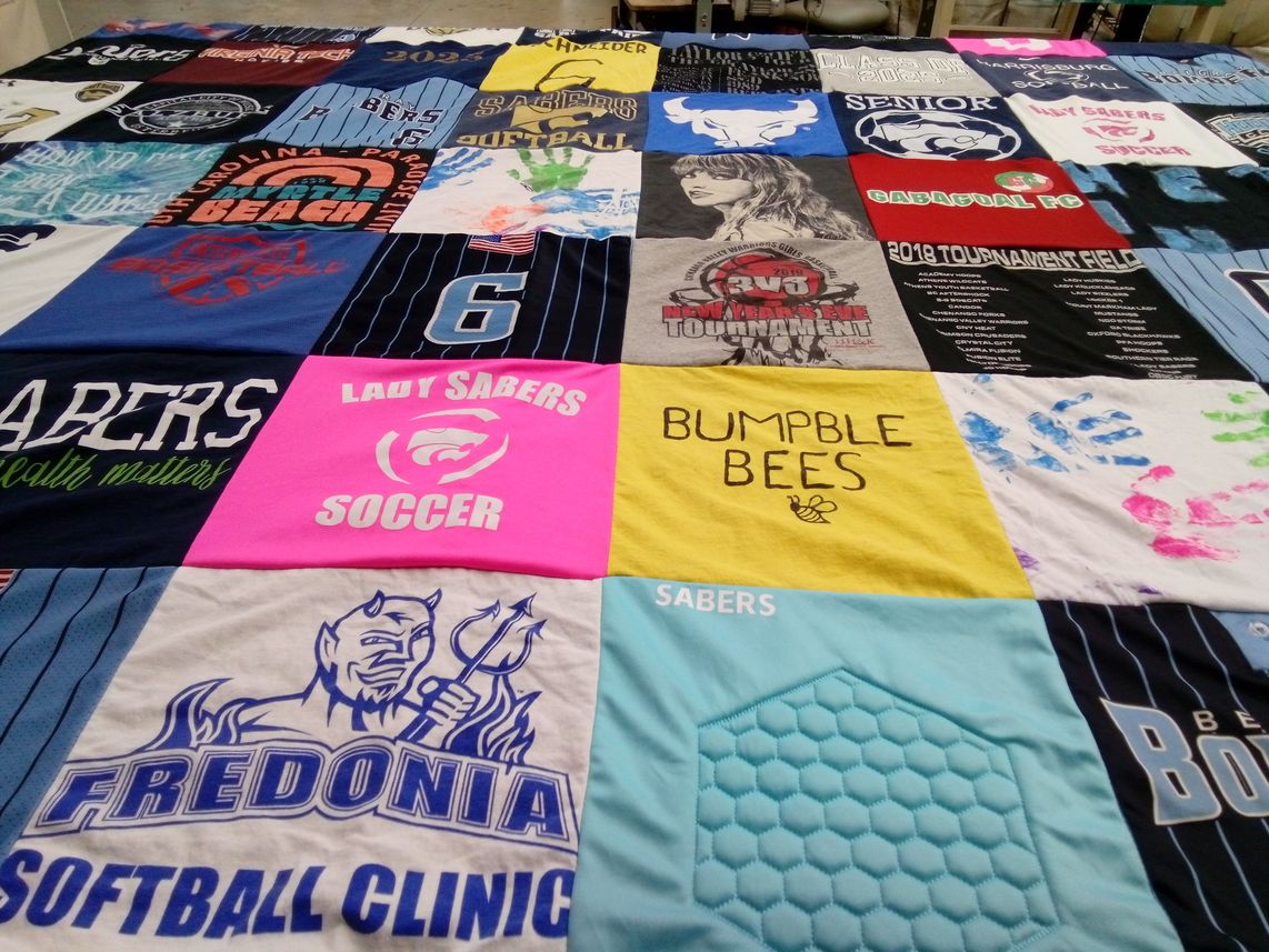 T-shirt quilt featuring sabers softball club by Nicole from PA