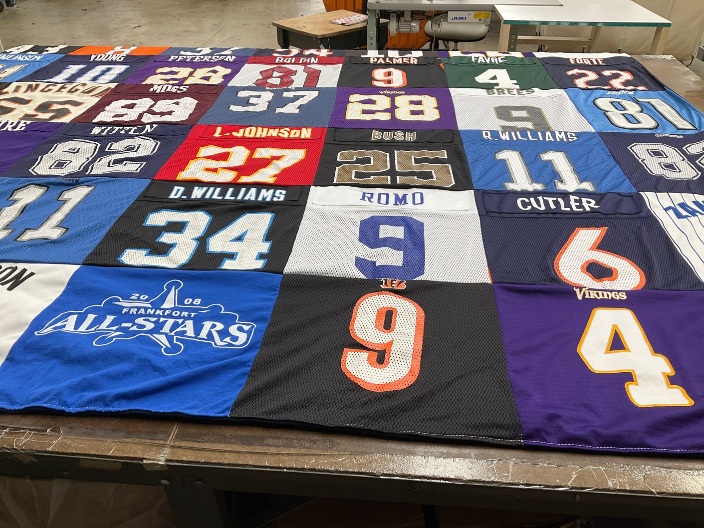T-shirt quilt with football, sports themes by David from IL