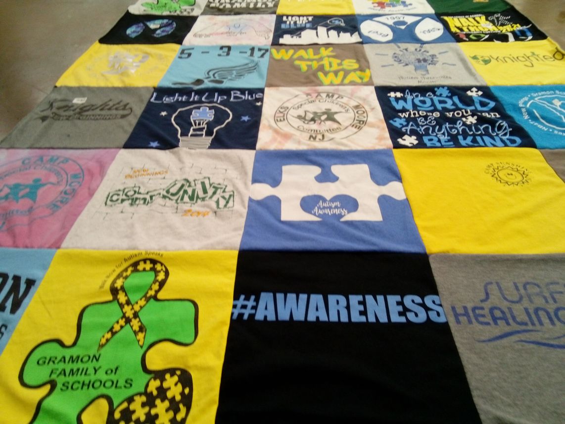 T-shirt quilt with awareness, community service themes by Monica from NJ