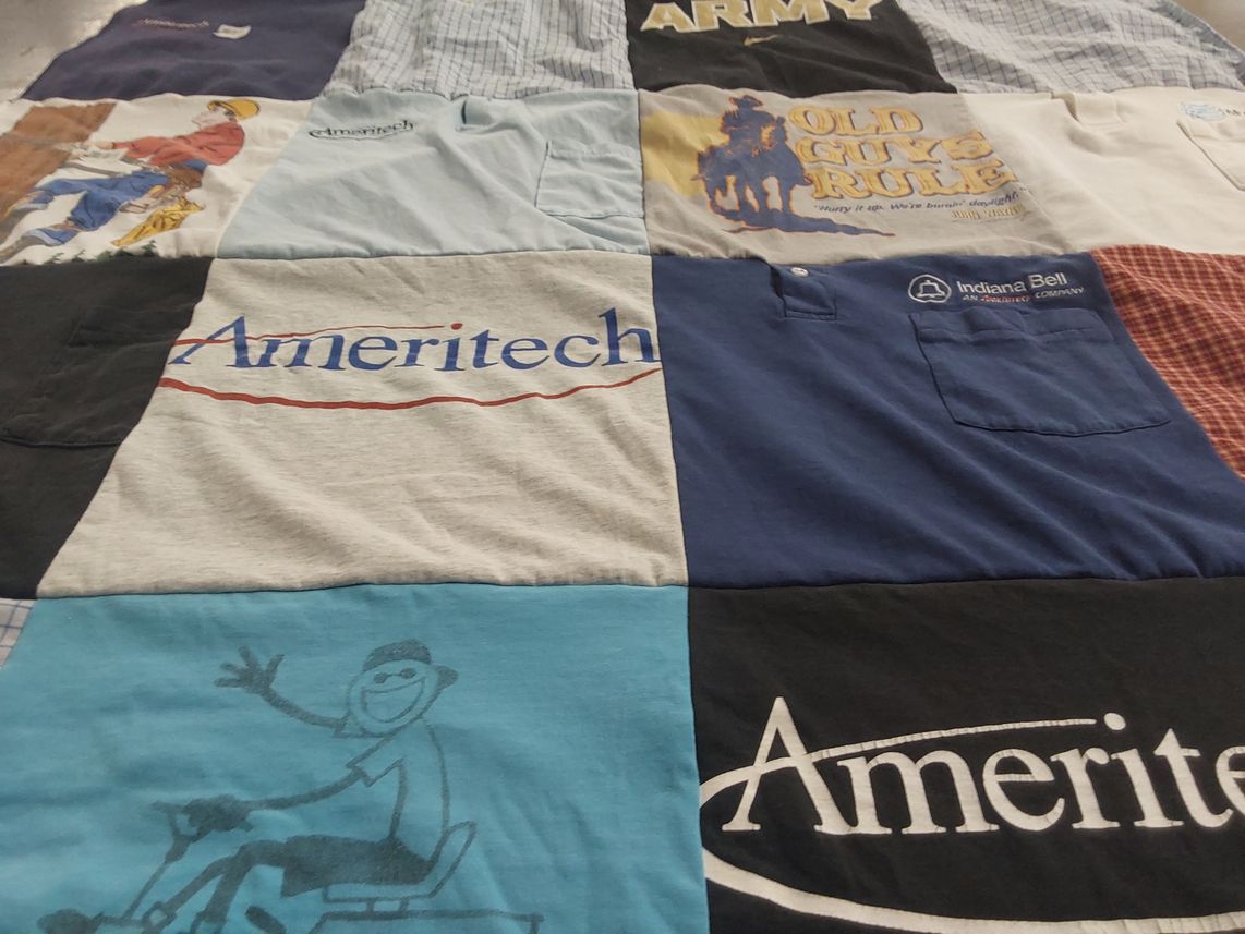 T-shirt quilt with telecommunications themes by David from MD