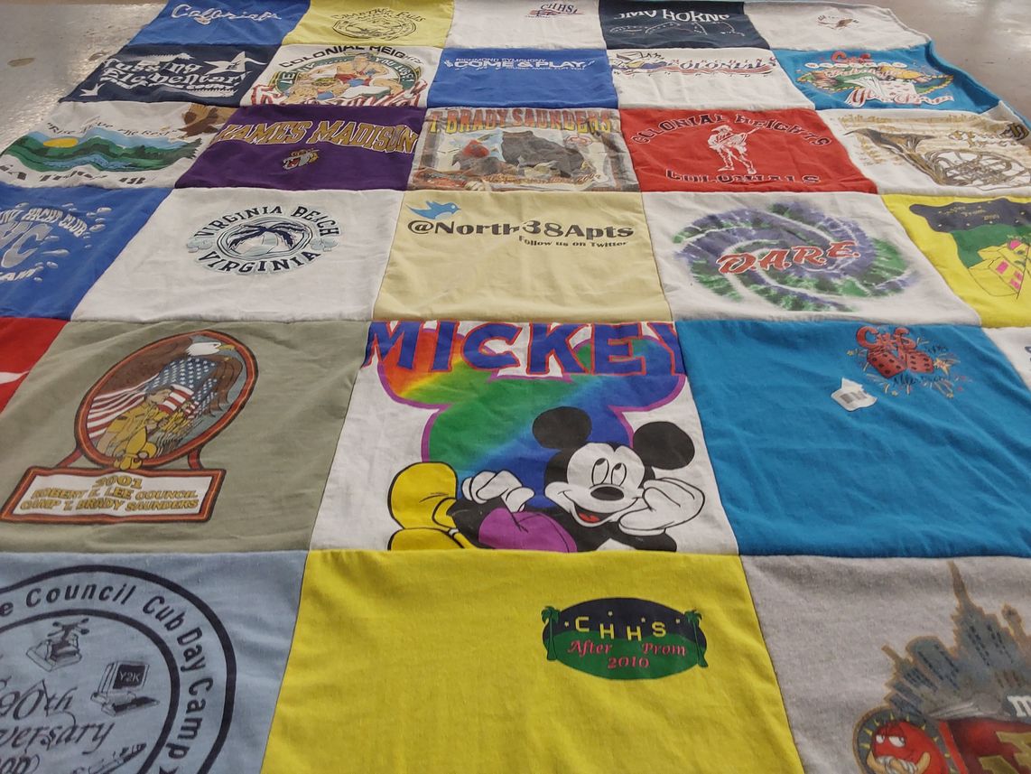 T-shirt quilt from james madison university, c.h.h.s. by Patricia from VA