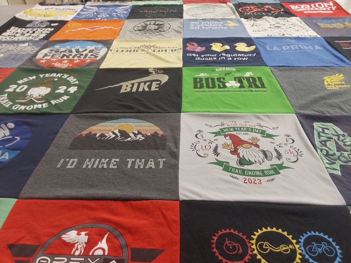 T-shirt quilt with running, biking themes by Andre from DC