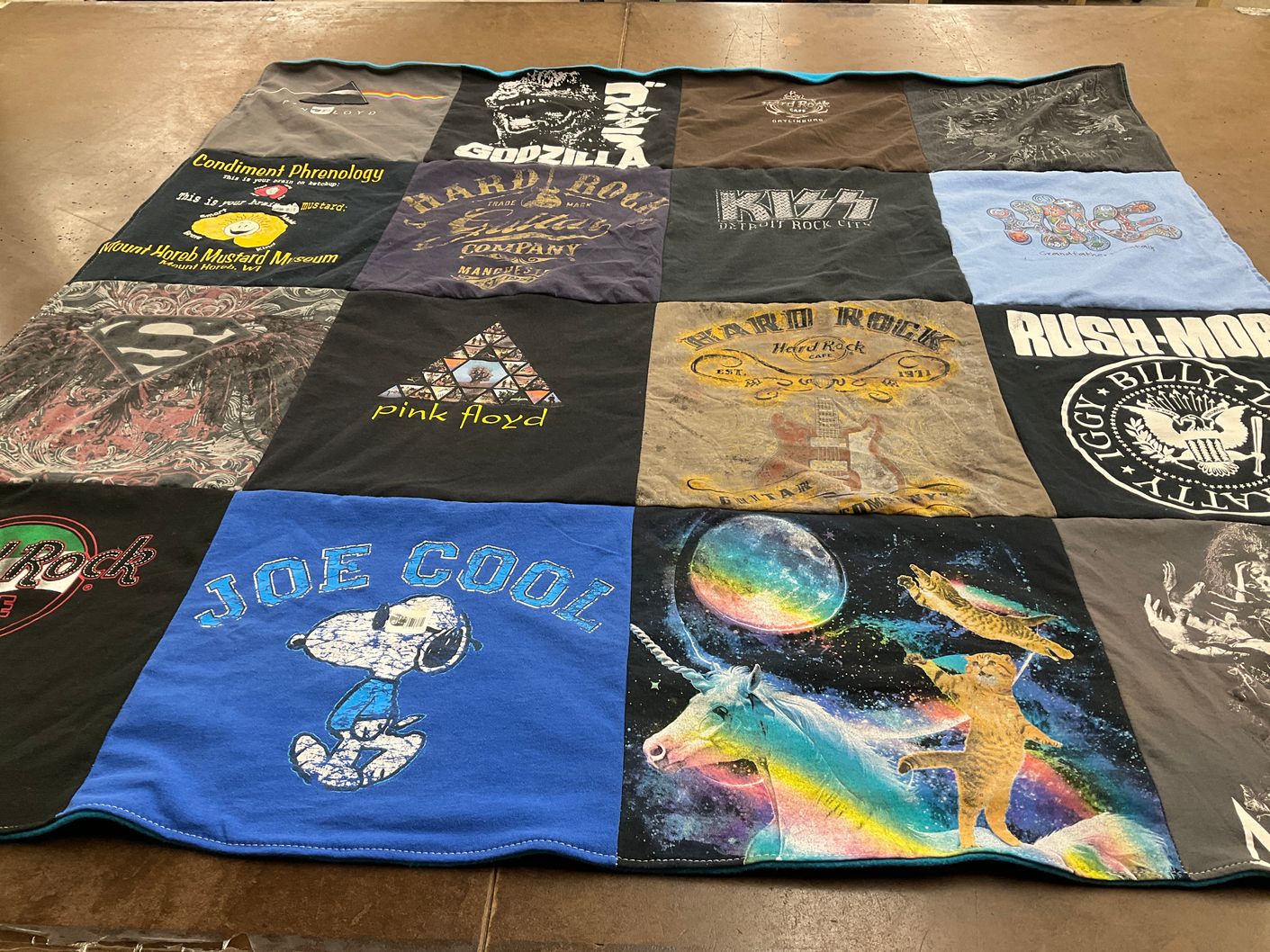 T-shirt quilt with music, art themes by vickie from WI
