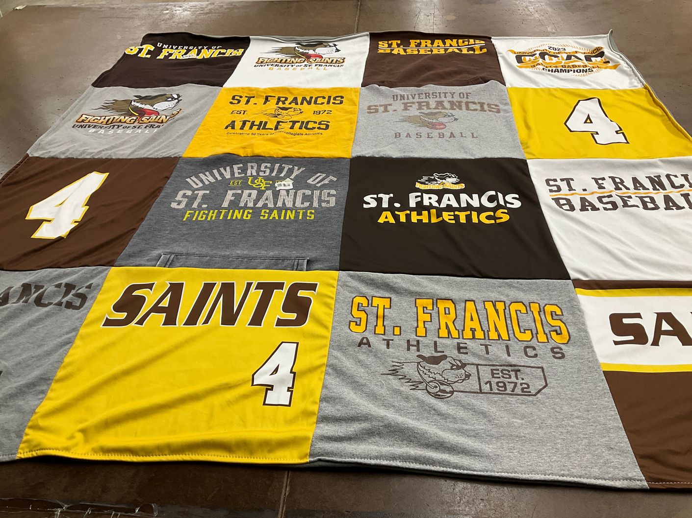 T-shirt quilt featuring fighting saints baseball by Stephanie from FL