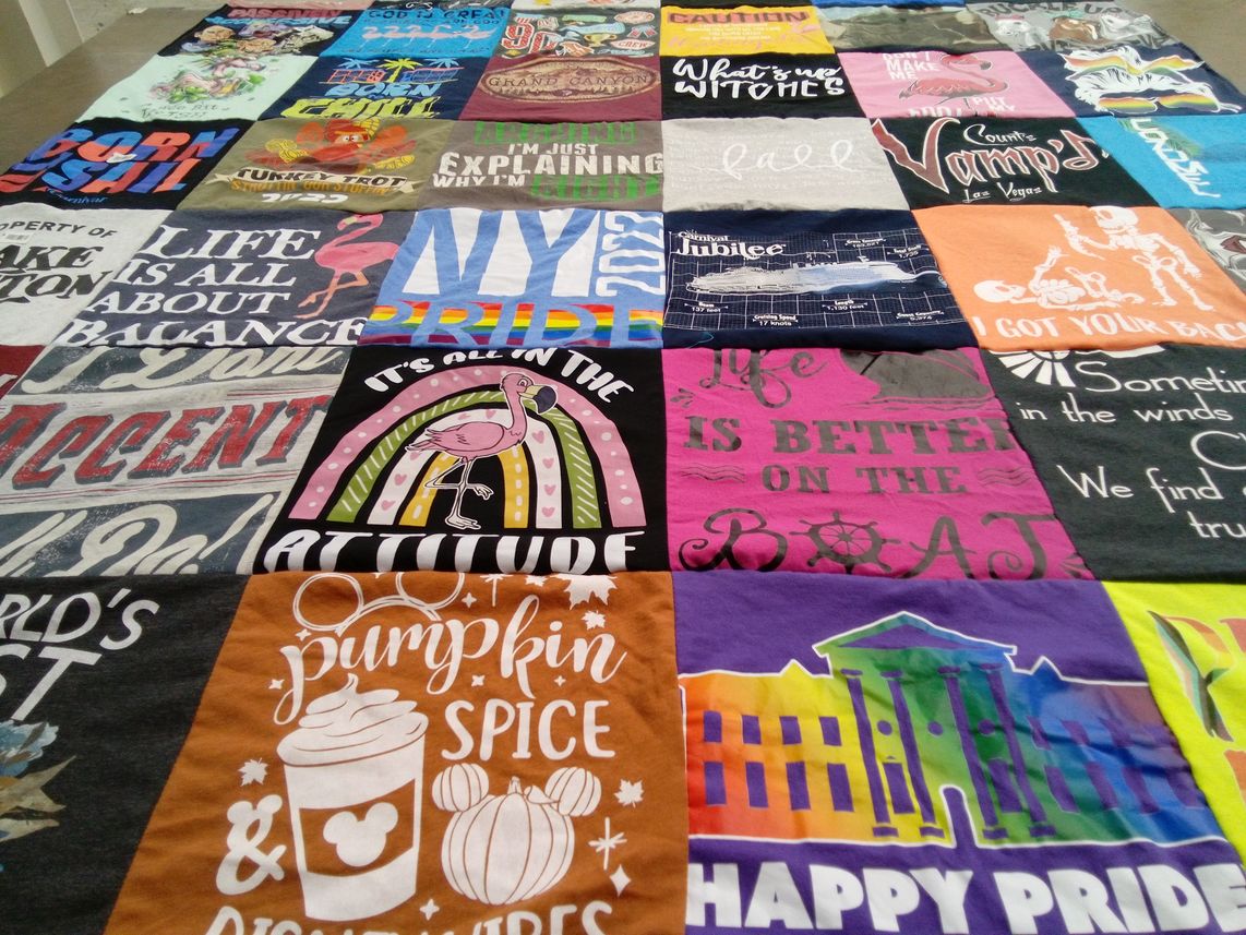 T-shirt quilt with travel, family themes by Melissa from TX