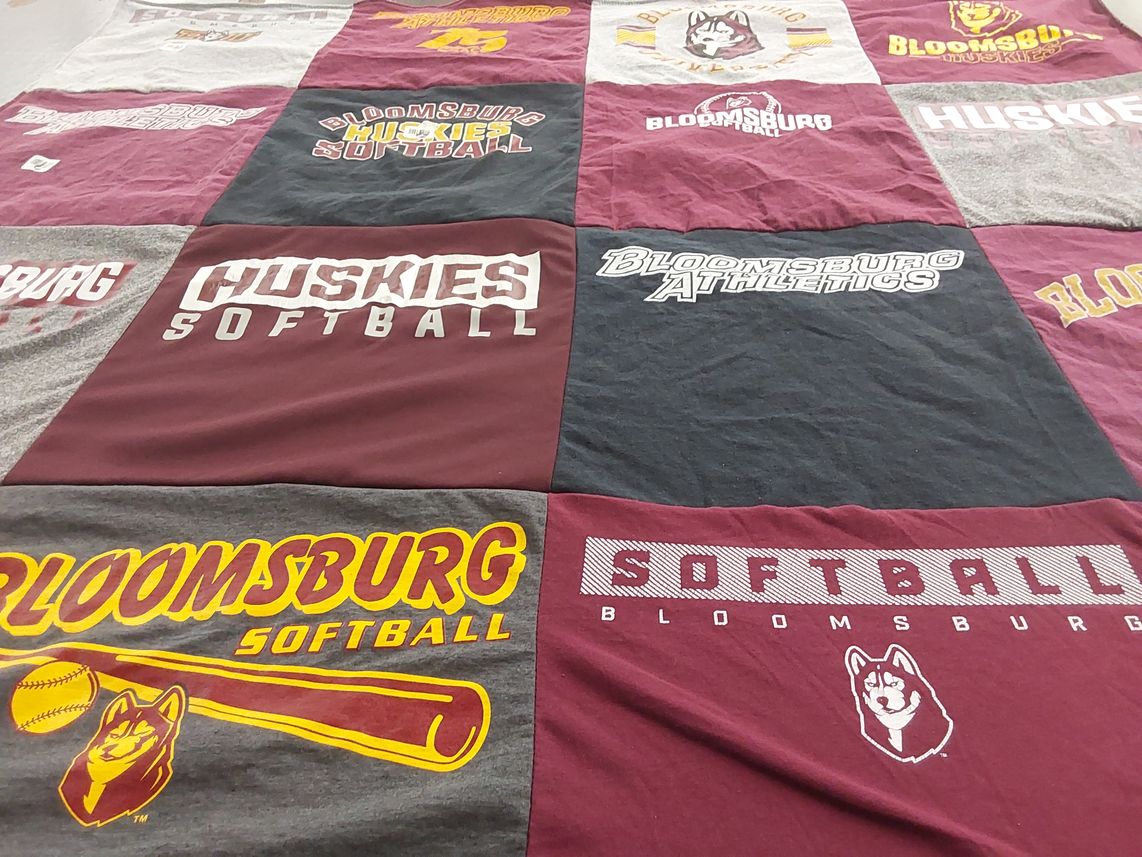 T-shirt quilt featuring bloomsburg university huskies by Lillian from MA