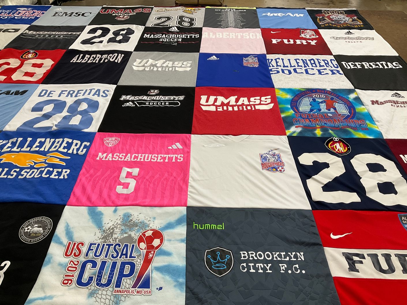 T-shirt quilt featuring kellenberg soccer, brooklyn city f.c. by Sarah from NY