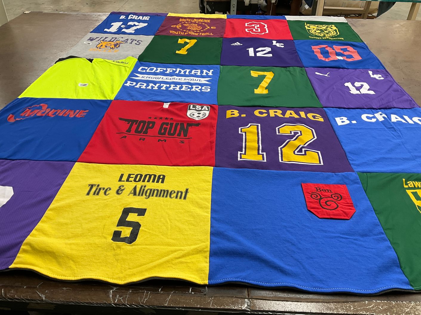 T-shirt quilt from south lawrence high school by Eric from TN