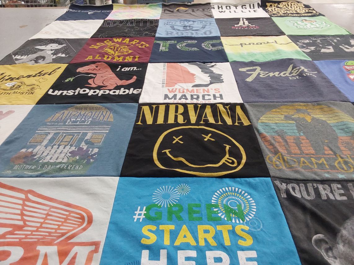 T-shirt quilt from fairmount college by Leah from TX