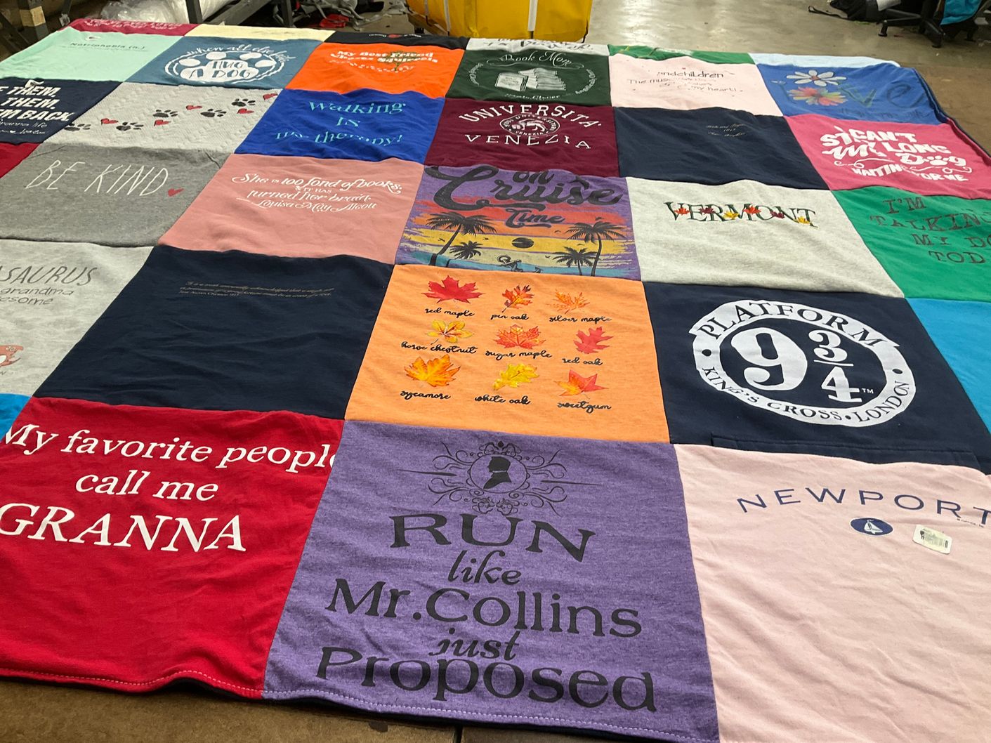 T-shirt quilt from university of venezia by Jill from NY