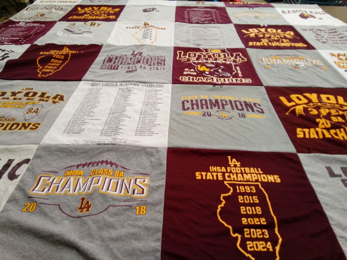 T-shirt quilt featuring loyola academy football by Amanda from IL
