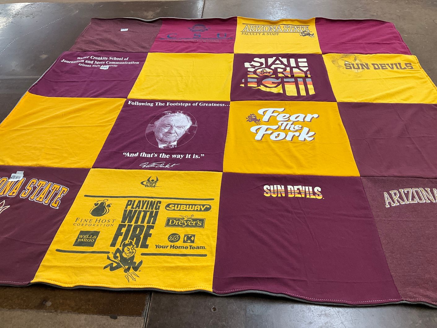 T-shirt quilt featuring arizona state university sun devils by Cecilia from AZ