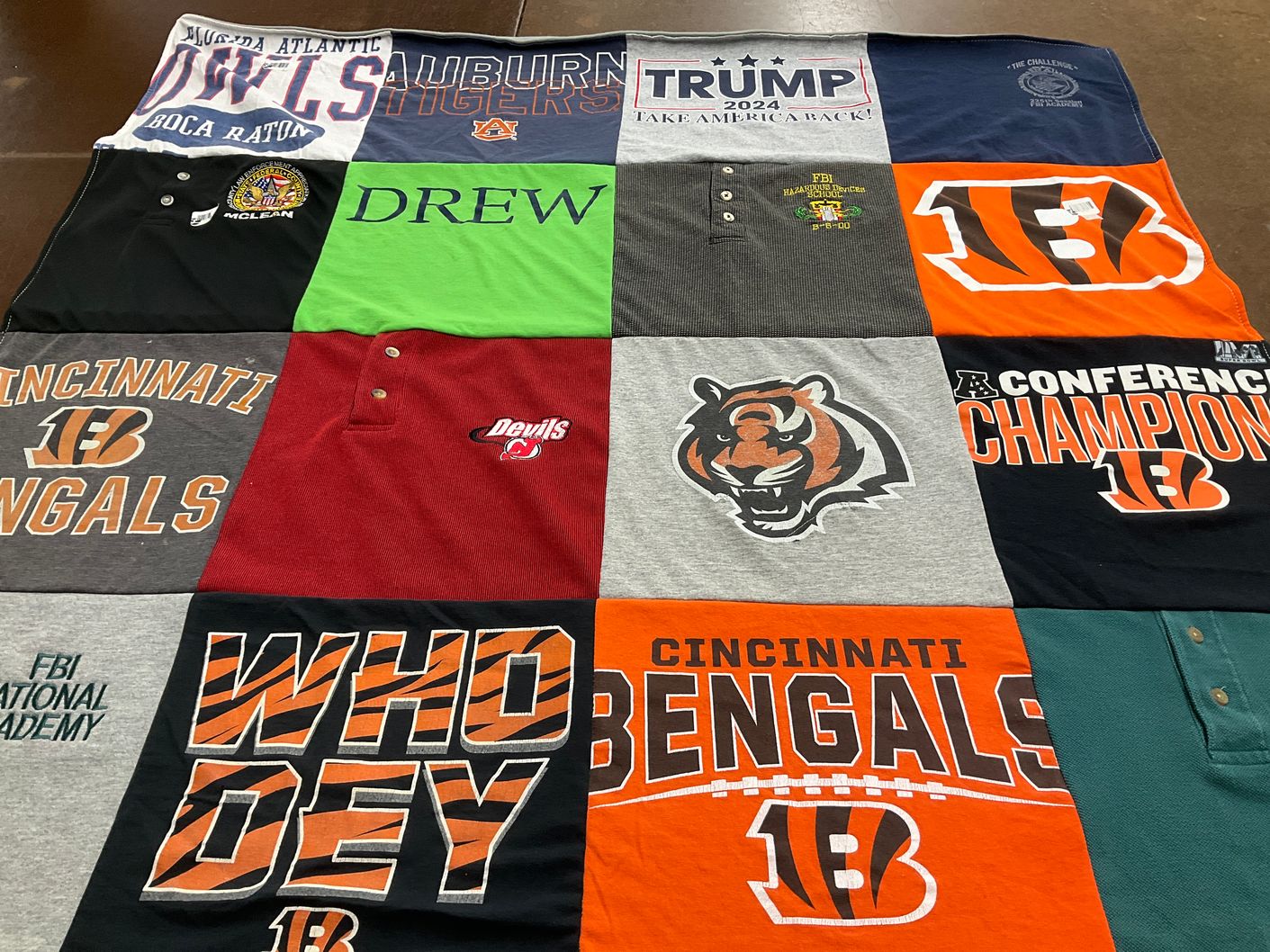 T-shirt quilt featuring cincinnati bengals, auburn tigers by Denise from FL