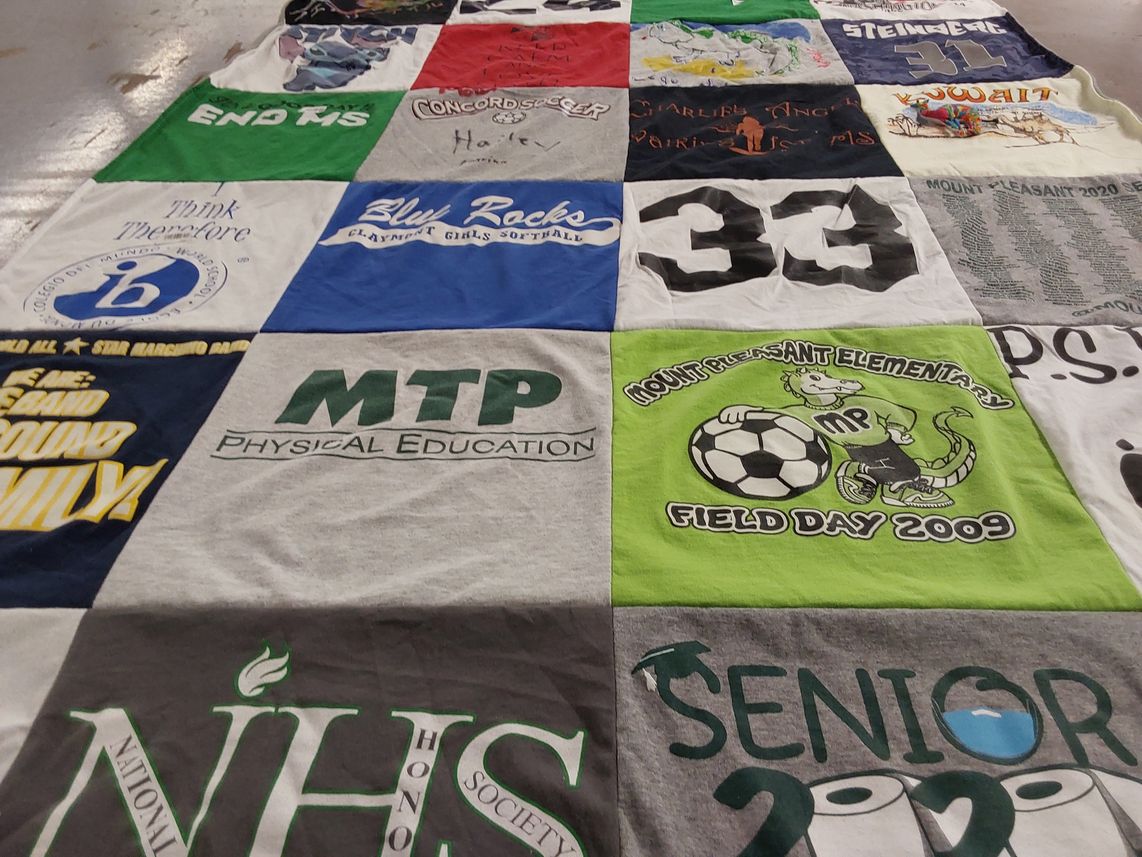 T-shirt quilt featuring claymont girls softball by Laurel from DE