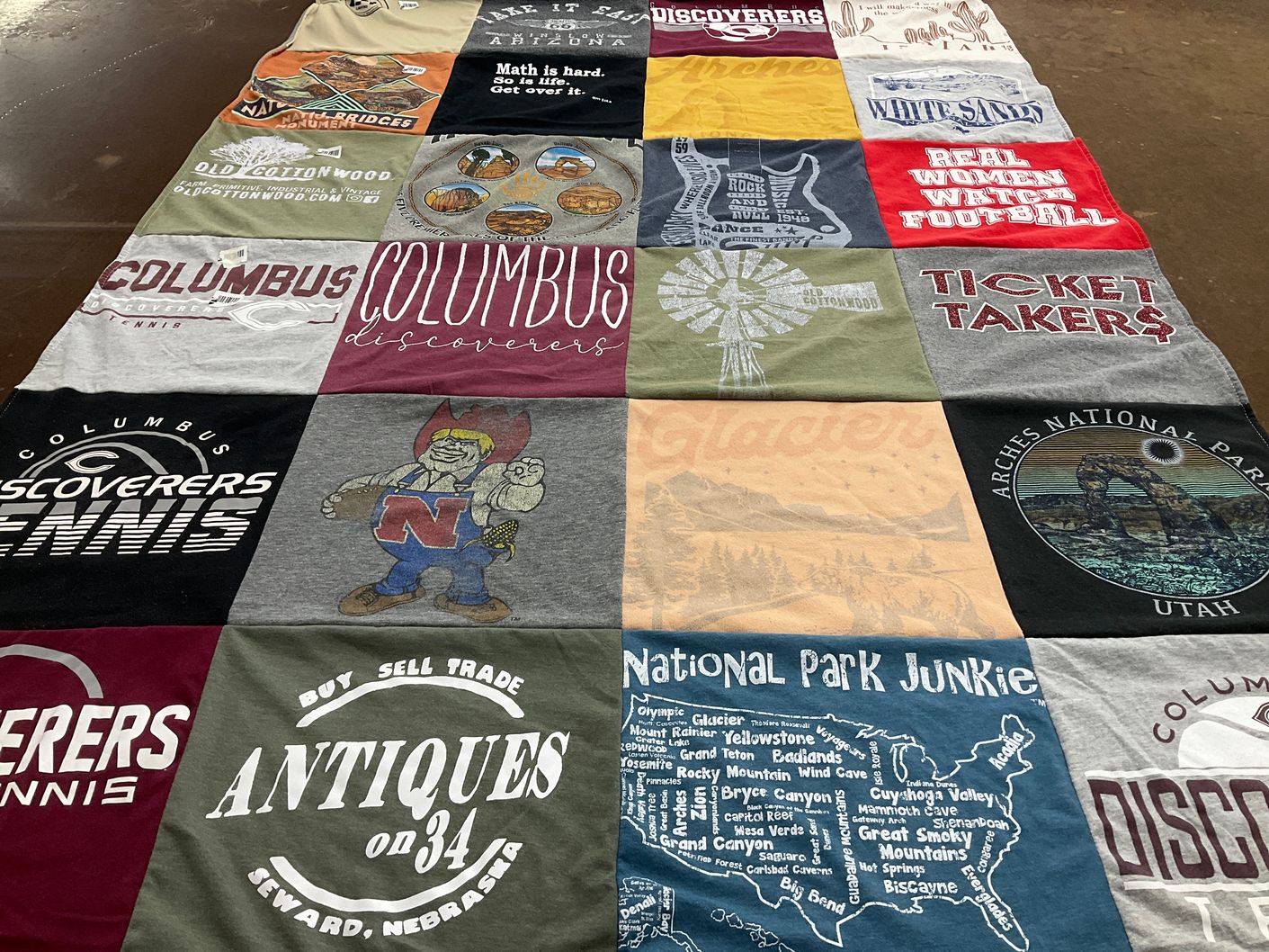 T-shirt quilt featuring columbus discoverers tennis by Chris from NE