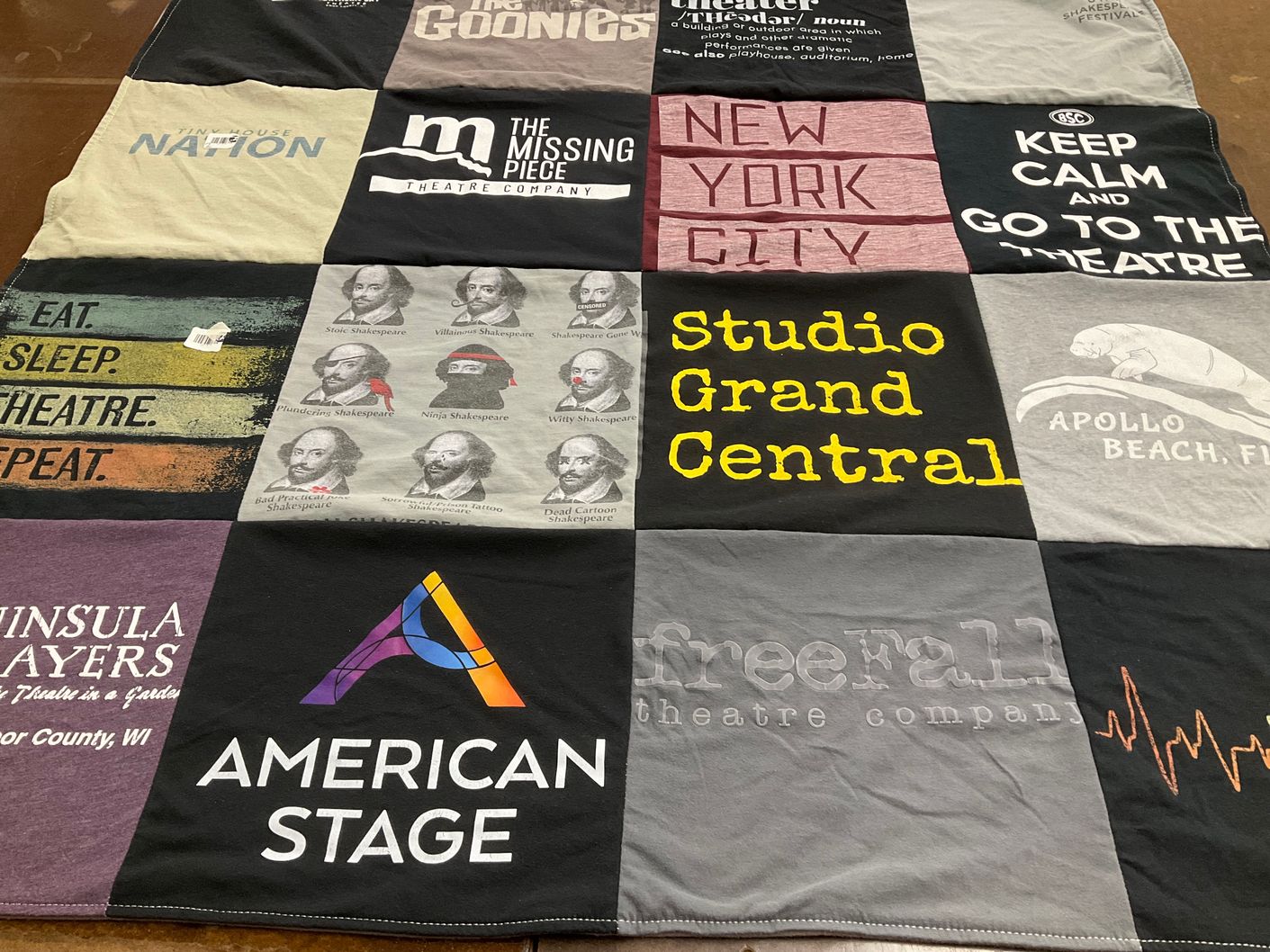 T-shirt quilt with theatre themes by Jack from FL