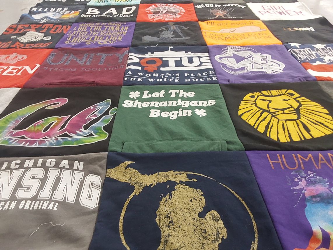 T-shirt quilt with dance, politics themes by Teresa from MI