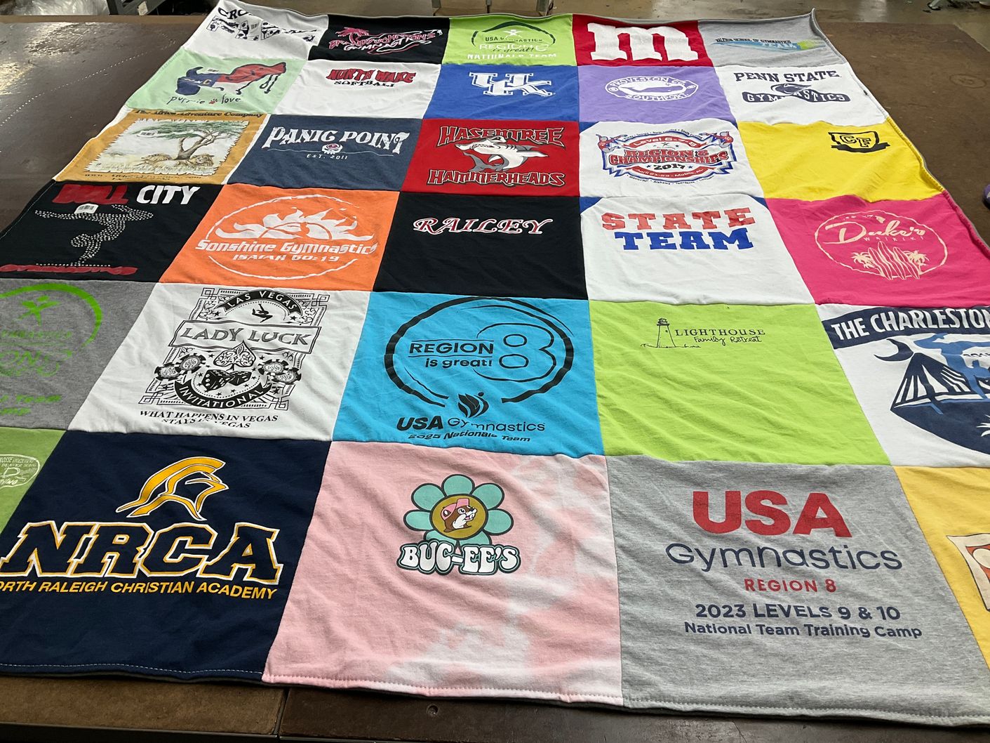 T-shirt quilt from north raleigh christian academy by Tiffany from NC