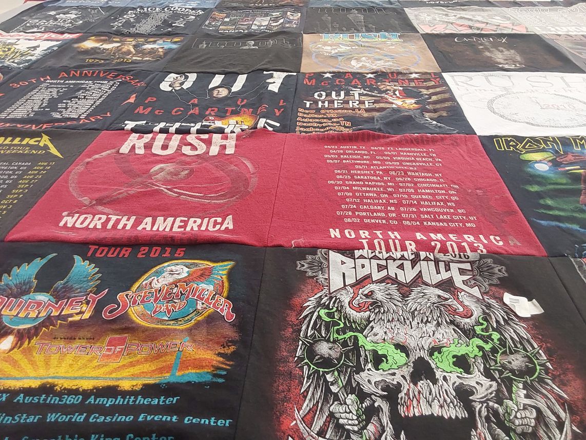 T-shirt quilt with music, concerts themes by Mitchell from FL