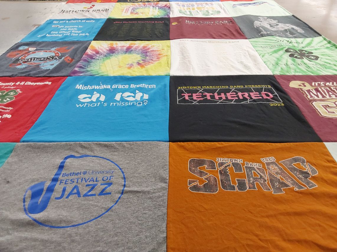 T-shirt quilt featuring jimtown marching band by Kathleen from IN