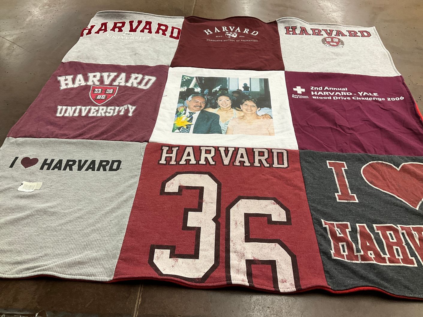 T-shirt quilt from harvard university by Elva from CA