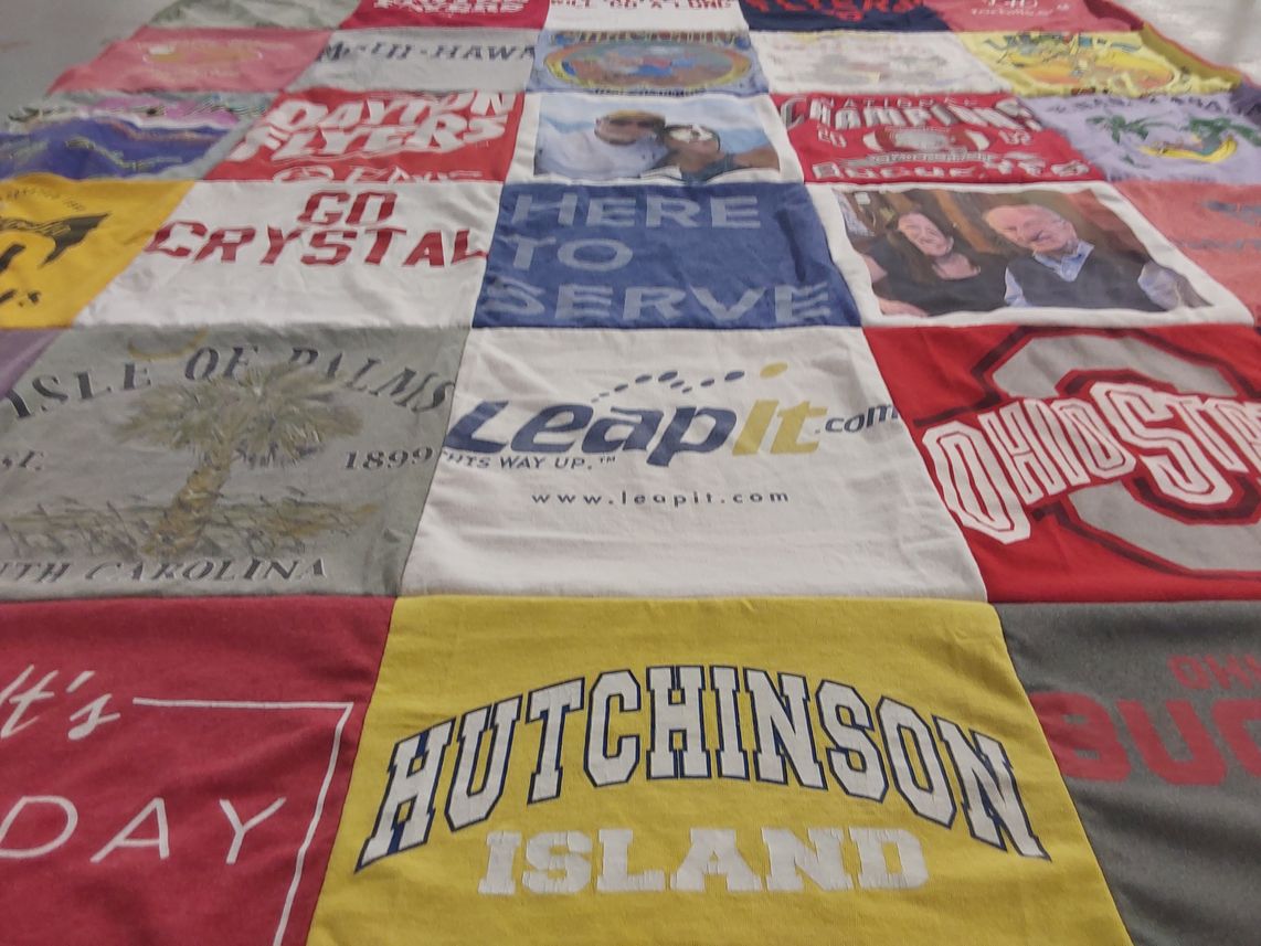 T-shirt quilt from ohio state university, dayton university by Crystal from MD