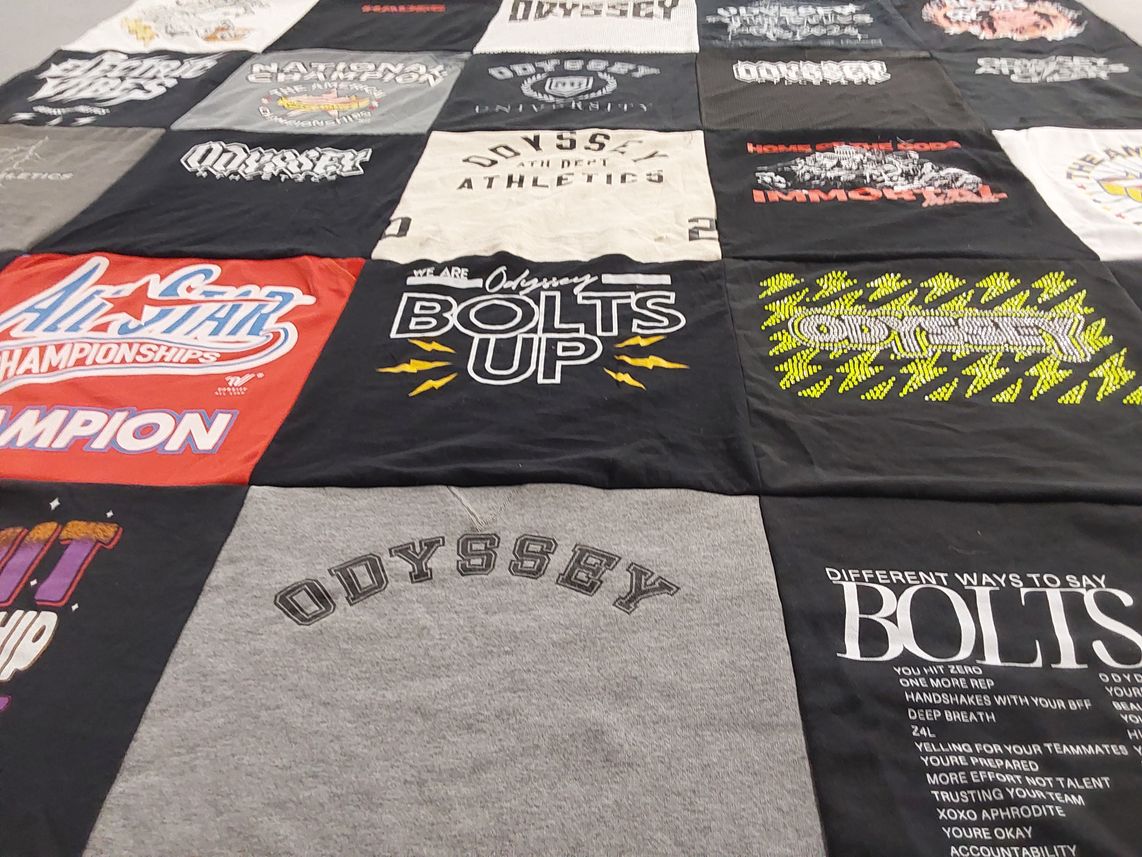T-shirt quilt from odyssey university by Bayley from ID