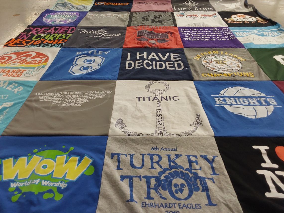 T-shirt quilt featuring knights volleyball by Sarah from TX