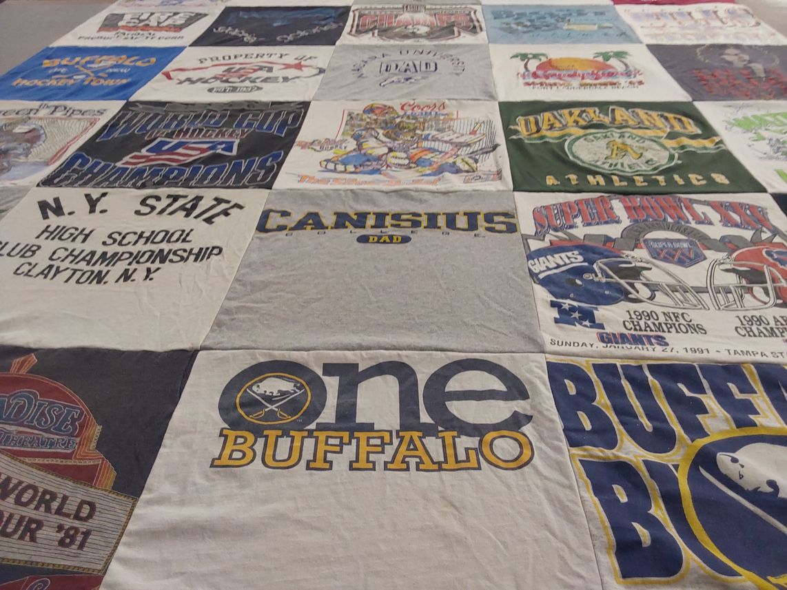 T-shirt quilt featuring new york giants, oakland athletics by ALAN from NY