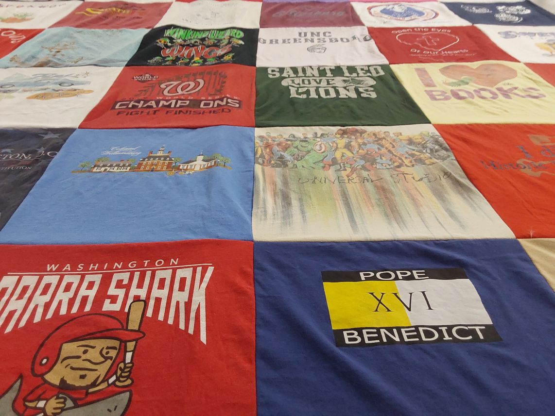 T-shirt quilt from unc greensboro university by Grant from FL