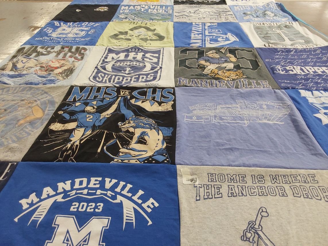T-shirt quilt featuring mandeville skippers by Cheryl from LA