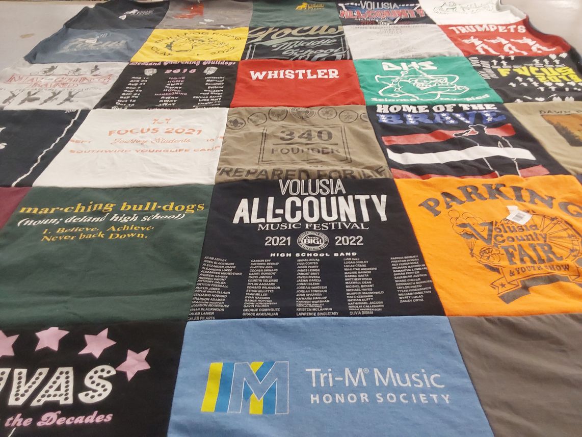 T-shirt quilt from volusia county high school by Shelly from FL
